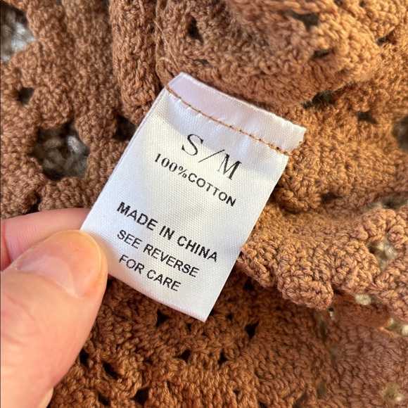 Ocean State of Mind Crochet Vest Camel Size S/M - Picture 6 of 7